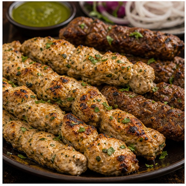 Malai boti and kabab plate